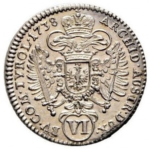 Реверс монеты Австрия, 6 крейцеров, 1724-1740