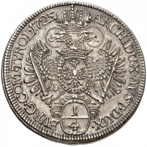 Реверс монеты Австрия, ¼ талера, 1725