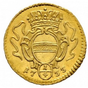 Реверс монеты Австрия, ¼ дуката, 1733