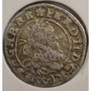 Аверс монеты Австрия, 1 крейцер, 1625-1636, Имперский орел на реверсе, отметка "замочная скважина"