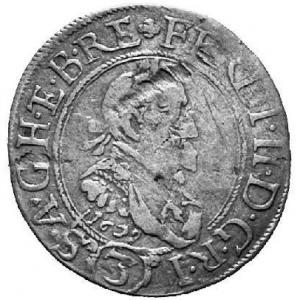 Аверс монеты Австрия, 3 крейцера, 1624-1629, Три герба и дата на реверсе, левый герб - Каринтия, дата под бюстом на а…