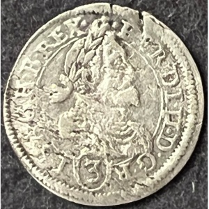 Аверс монеты Австрия, 3 крейцера, 1629-1637, Три герба на реверсе, левый герб - Штирия