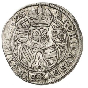 Реверс монеты Австрия, ¼ талера, 1625, Фердинанд II, коронованный имперский орел с гербом