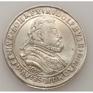 Аверс монеты Австрия, 1 талер, 1602-1612, Рудольф II, герб, дата под бюстом