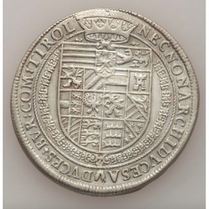 Реверс монеты Австрия, 1 талер, 1602-1612, Рудольф II, герб, дата под бюстом