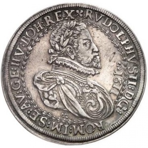 Аверс монеты Австрия, 1 талер, 1611-1612, Рудольф II, герб, дата справа от бюста
