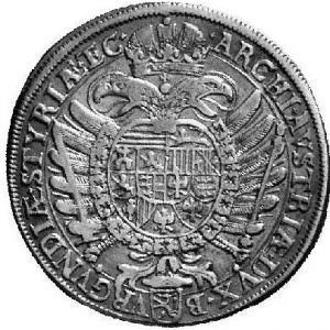 Реверс монеты Австрия, 1 талер, 1620, Фердинанд II, имперский орел, герб Штирии ниже, дата под бюстом