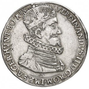 Аверс монеты Австрия, 1 талер, 1620, Фердинанд II, имперский орел, герб Каринтии ниже