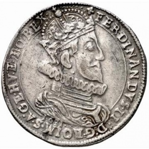 Аверс монеты Австрия, 1 талер, 1621, Фердинанд II, имперский орел, герб Каринтии ниже, дата под бюстом