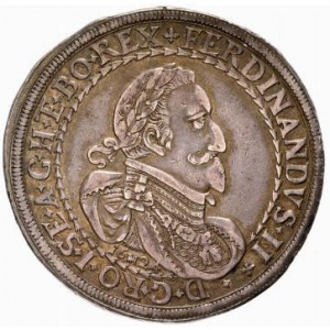 Аверс монеты Австрия, 1 талер, 1624-1625, Фердинанд II, Составной герб с гербом Каринтии сверху по центру