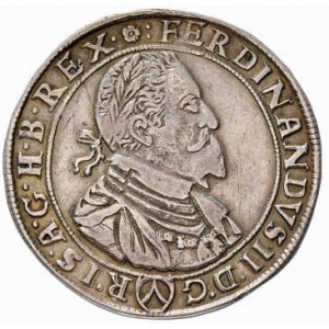 Аверс монеты Австрия, 1 талер, 1625-1638, Фердинанд II, имперский орел, Герб вены ниже орла