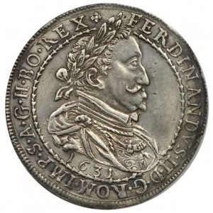 Аверс монеты Австрия, 1 талер, 1626-1631, Фердинанд II, Составной герб с гербом Штирии сверху по центру
