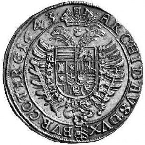 Реверс монеты Австрия, 1 талер, 1637-1649, Фердинанд III, имперский орел c гербом в щите, Герб вены ниже орла