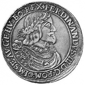 Аверс монеты Австрия, 1 талер, 1652-1655, Фердинанд III, Составной герб с гербом Тироля сверху по центру