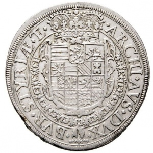 Реверс монеты Австрия, 1 талер, 1657, Фердинанд III, Составной герб с гербом Штирии сверху по центру