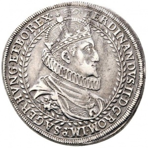 Аверс монеты Австрия, 2 талера, 1621, Фердинанд II, герб Штирии ниже имперского орла