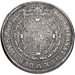Реверс монеты Австрия, 2 талера, 1625-1632, Фердинанд II, Корона над овальным гербом