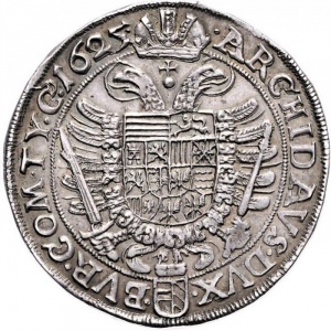 Реверс монеты Австрия, 2 талера, 1625-1636, Фердинанд II, герб Вены ниже имперского орла