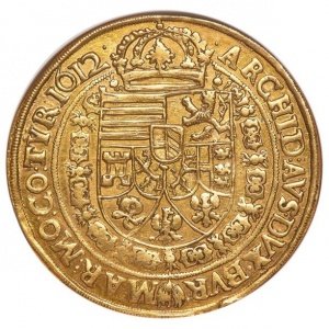 Реверс монеты Австрия, 10 дукатов, 1612, Матиас