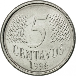 Реверс монеты Бразилия, 5 сентаво, 1994-1997