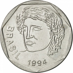 Аверс монеты Бразилия, 25 сентаво, 1994-1995
