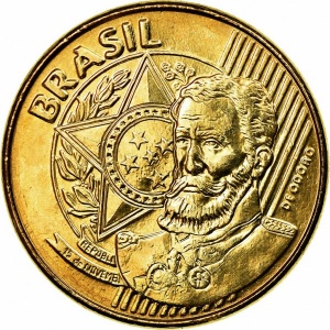Аверс монеты Бразилия, 25 сентаво, 1998-2025