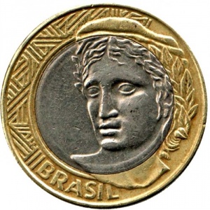 Аверс монеты Бразилия, 1 реал, 1998-1999