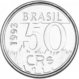 Аверс монеты Бразилия, 50 крузейро реал, 1993-1994