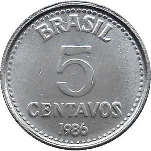 Реверс монеты Бразилия, 5 сентаво, 1986-1988
