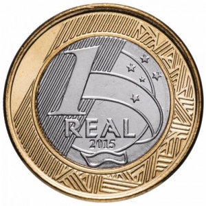 Реверс монеты Бразилия, 1 реал, 2015, XXXI летние Олимпийские Игры, Рио-де-Жанейро 2016 - Волейбол