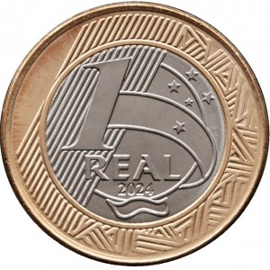 Реверс монеты Бразилия, 1 реал, 2024, 30 лет введению Реала