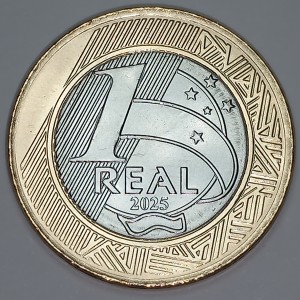 Реверс монеты Бразилия, 1 реал, 2025, 60 лет Центральному банку