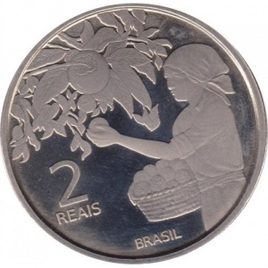 Реверс монеты Бразилия, 2 реала, 2008, 100 лет Японской иммиграции в Бразилию