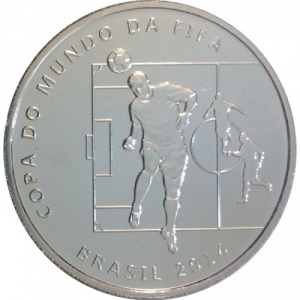 Аверс монеты Бразилия, 2 реала, 2014, Чемпионат мира по футболу 2014 - Удар головой