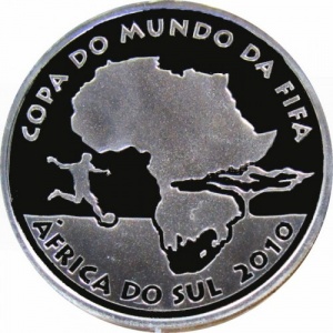 Аверс монеты Бразилия, 5 реалов, 2010, Чемпионат мира по футболу 2010, ЮАР