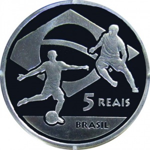 Реверс монеты Бразилия, 5 реалов, 2010, Чемпионат мира по футболу 2010, ЮАР