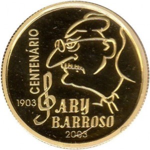 Реверс монеты Бразилия, 20 реалов, 2003, 100 лет со дня рождения Ари Баррозу