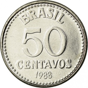 Реверс монеты Бразилия, 50 сентаво, 1986-1988