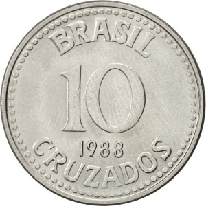 Реверс монеты Бразилия, 10 крузадо, 1987-1988