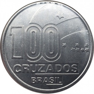 Аверс монеты Бразилия, 100 крузадо, 1988, 100 лет отмены рабства, дети