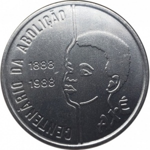 Реверс монеты Бразилия, 100 крузадо, 1988, 100 лет отмены рабства, дети