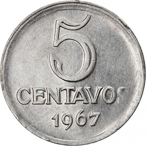 Реверс монеты Бразилия, 5 сентаво, 1967