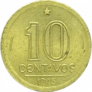 Реверс монеты Бразилия, 10 сентаво, 1943-1947, Жетулиу Варгас