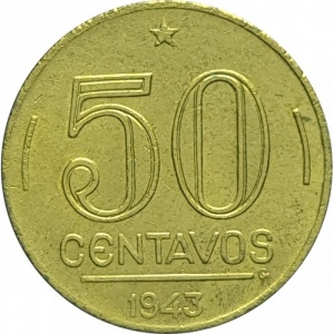 Реверс монеты Бразилия, 50 сентаво, 1943-1947