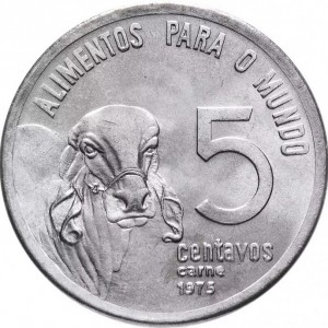 Реверс монеты Бразилия, 5 сентаво, 1975-1978, ФАО - Зебу