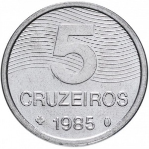 Реверс монеты Бразилия, 5 крузейро, 1985, ФАО - Кофейная плантация