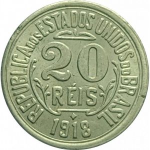 Аверс монеты Бразилия, 20 реалов, 1918-1935