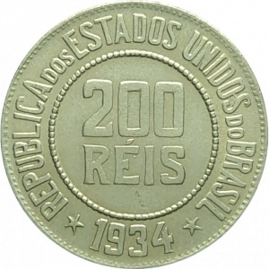 Аверс монеты Бразилия, 200 реалов, 1918-1935