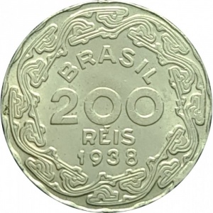 Реверс монеты Бразилия, 200 реалов, 1938-1942, Жетулиу Дорнелис Варгас