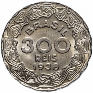 Реверс монеты Бразилия, 300 реалов, 1938-1942, Жетулиу Дорнелис Варгас